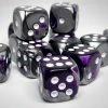 Chessex 26832 Gemini: Purple-Steel/White - 12mm D6 (36 Dice) Accessories