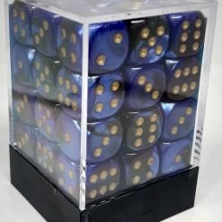 Chessex 26835 Gemini: Black-Blue/Gold - 12mm D6 (36 Dice) Accessories