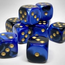 Chessex 26835 Gemini: Black-Blue/Gold - 12mm D6 (36 Dice) Accessories