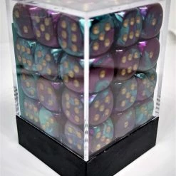 Chessex 26849 Gemini: Purple-Teal/Gold - 12mm D6 (36 Dice) Accessories