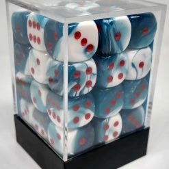 Chessex 26857 Gemini: Astral Blue/White-Red - 12mm D6 (36 Dice) Accessories