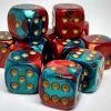 Chessex 26862 Gemini: Red-Teal/Gold - 12mm D6 (36 Dice)