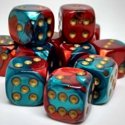 Chessex 26862 Gemini: Red-Teal/Gold - 12mm D6 (36 Dice)
