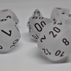 Chessex 27401 Frosted: Clear/Black - Polyhedral (7 Dice) Accessories