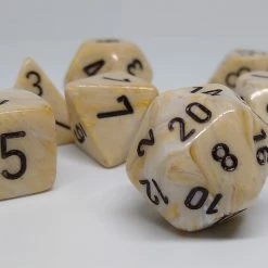 Chessex 27402 Marble: Ivory/Black - Polyhedral (7 Dice) Accessories