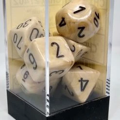 Chessex 27402 Marble: Ivory/Black - Polyhedral (7 Dice) Accessories