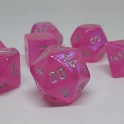 Chessex 27404 Borealis: Pink/Silver - Polyhedral (7 Dice)