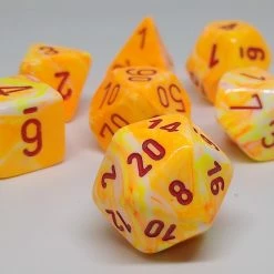Accessories Chessex 27453 Festive: Sunburst/Red - Polyhedral (7 Dice)