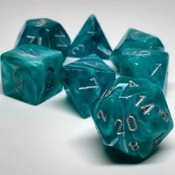 Chessex 27465 Cirrus: Aqua/Silver - Polyhedral (7 Dice) Accessories