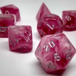 Chessex 27524 Ghostly Glow: Pink/Silver - Polyhedral (7 Dice)