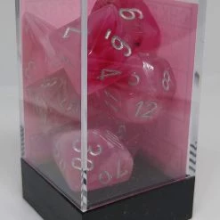 Chessex 27524 Ghostly Glow: Pink/Silver - Polyhedral (7 Dice)