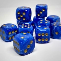 Chessex 27636 Vortex: Blue/Gold - 16mm D6 (12 Dice) Accessories