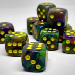 Chessex 27649 Festive: Rio/Yellow - 16mm D6 (12 Dice) Accessories