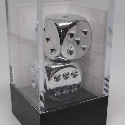 Chessex 29007 Silver Metallic Plated - 16mm D6 (2 Dice) Accessories