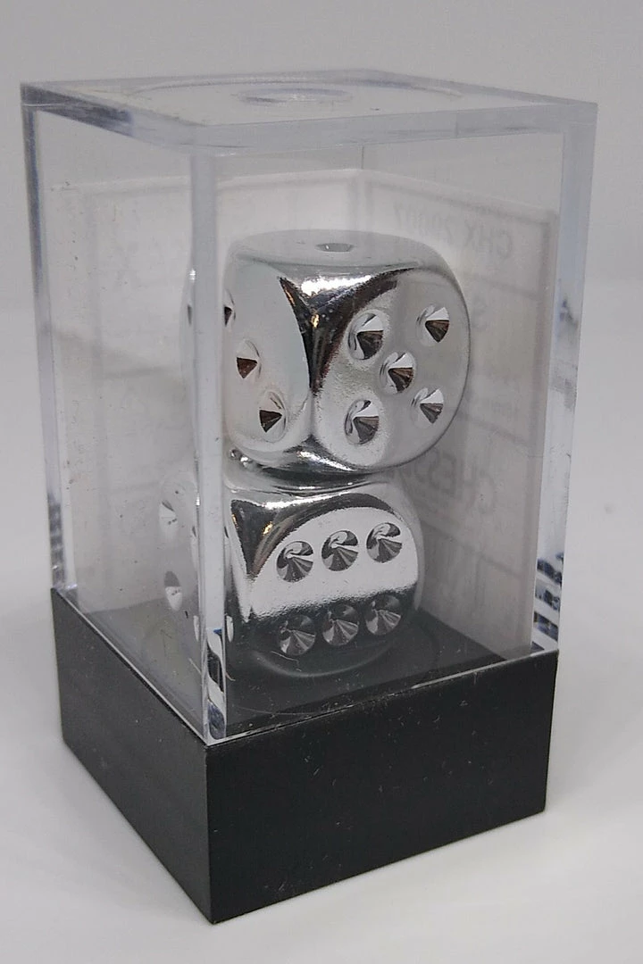 Chessex 29007 Silver Metallic Plated - 16mm D6 (2 Dice) Accessories 4 Chessex 29007 Silver Metallic Plated - 16mm D6 (2 Dice) Accessories