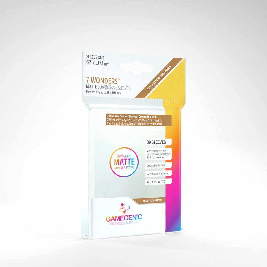 Gamegenic Clear Matte Sleeves: 7 Wonders (67 X 103 Mm) (Color Code: Brown) Accessories 3 Gamegenic Clear Matte Sleeves: 7 Wonders (67 X 103 Mm) (Color Code: Brown) Accessories