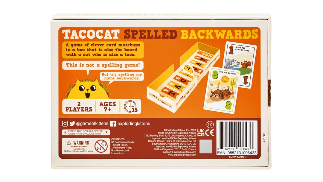 Exploding Kittens Tacocat Spelled Backwards Card Games 4 Exploding Kittens Tacocat Spelled Backwards Card Games