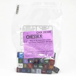 Chessex 29306 - Bag Of 50 Assorted Loose Speckled D6 Dice