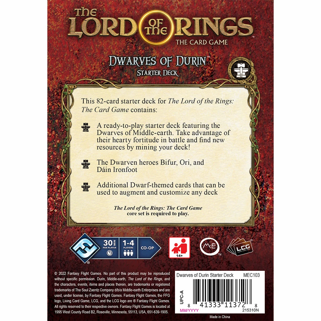 Fantasy Flight Games Card Games The Lord Of The Rings: The Card Game – Dwarves Of Durin Starter Deck 4 Fantasy Flight Games Card Games The Lord Of The Rings: The Card Game – Dwarves Of Durin Starter Deck