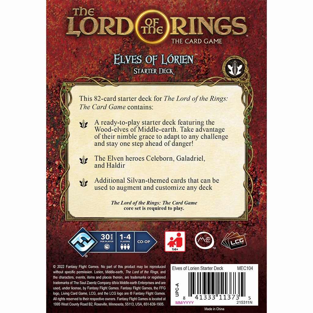 Fantasy Flight Games The Lord Of The Rings: The Card Game – Elves Of Lórien Starter Deck 4 Fantasy Flight Games The Lord Of The Rings: The Card Game – Elves Of Lórien Starter Deck