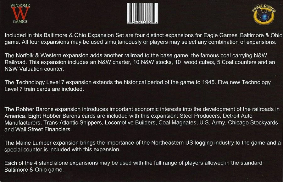 Eagle Gryphon Games Baltimore & Ohio Expansion Set 4 Eagle Gryphon Games Baltimore & Ohio Expansion Set